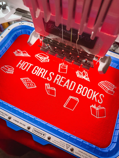 Hot Girls Read Books embroidered sweatshirt
