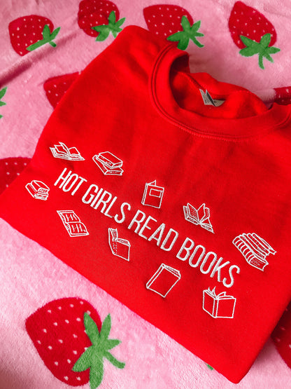 Hot Girls Read Books embroidered sweatshirt