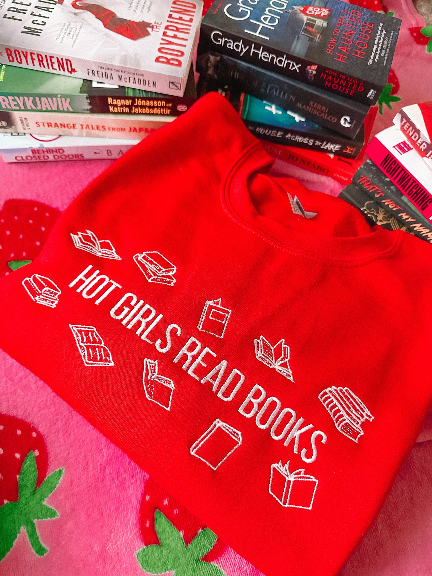 Hot Girls Read Books embroidered sweatshirt