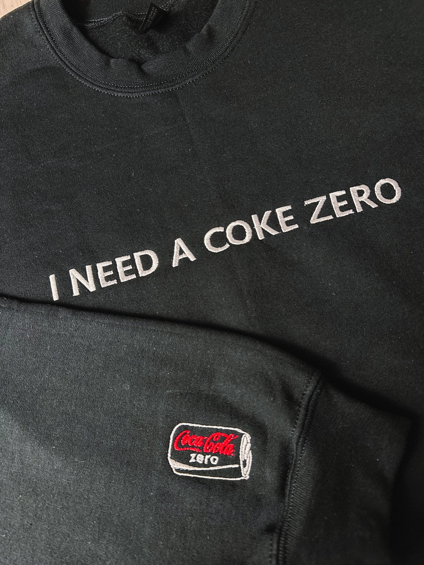I Need A Coke Zero embroidered sweatshirt with sleeve detail