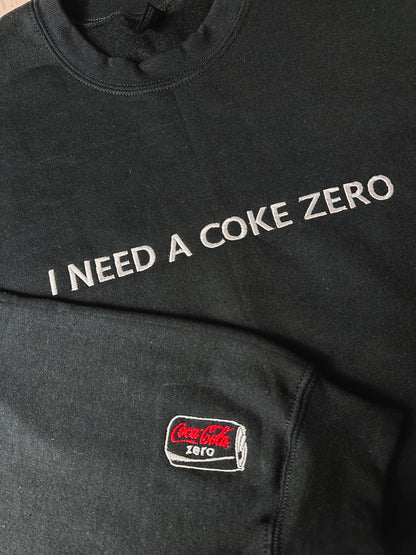 I Need A Coke Zero embroidered sweatshirt with sleeve detail