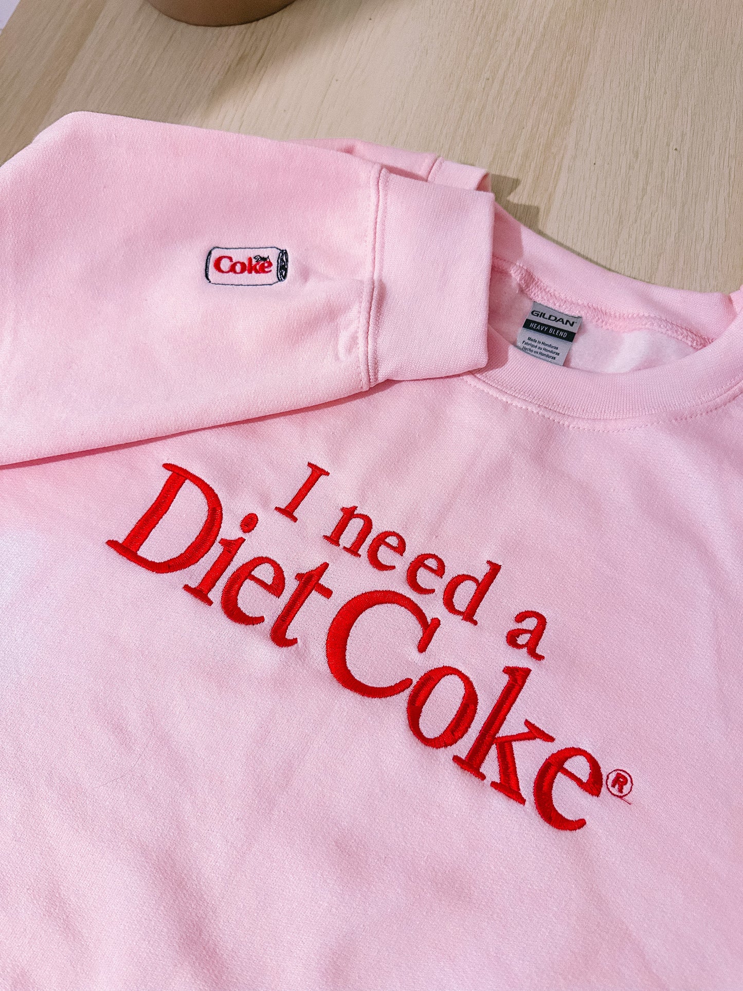 I Need A Diet Coke embroidered sweatshirt with sleeve detail