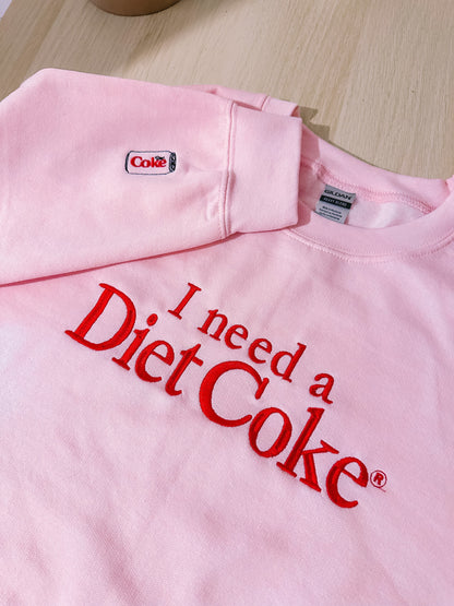 I Need A Diet Coke embroidered sweatshirt with sleeve detail