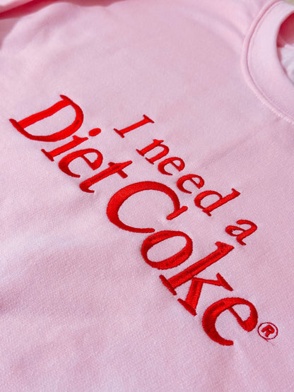 I Need A Diet Coke embroidered sweatshirt with sleeve detail