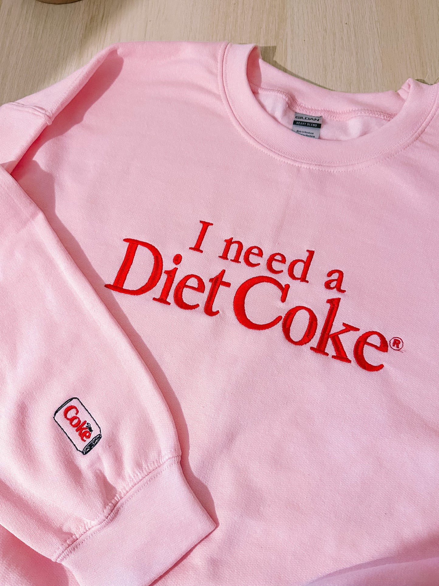 I Need A Diet Coke embroidered sweatshirt with sleeve detail