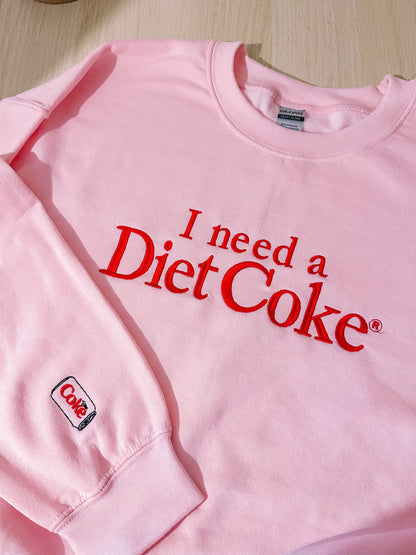 I Need A Diet Coke embroidered sweatshirt with sleeve detail
