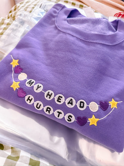 My Head Hurts Friendship Bracelet embroidered sweatshirt