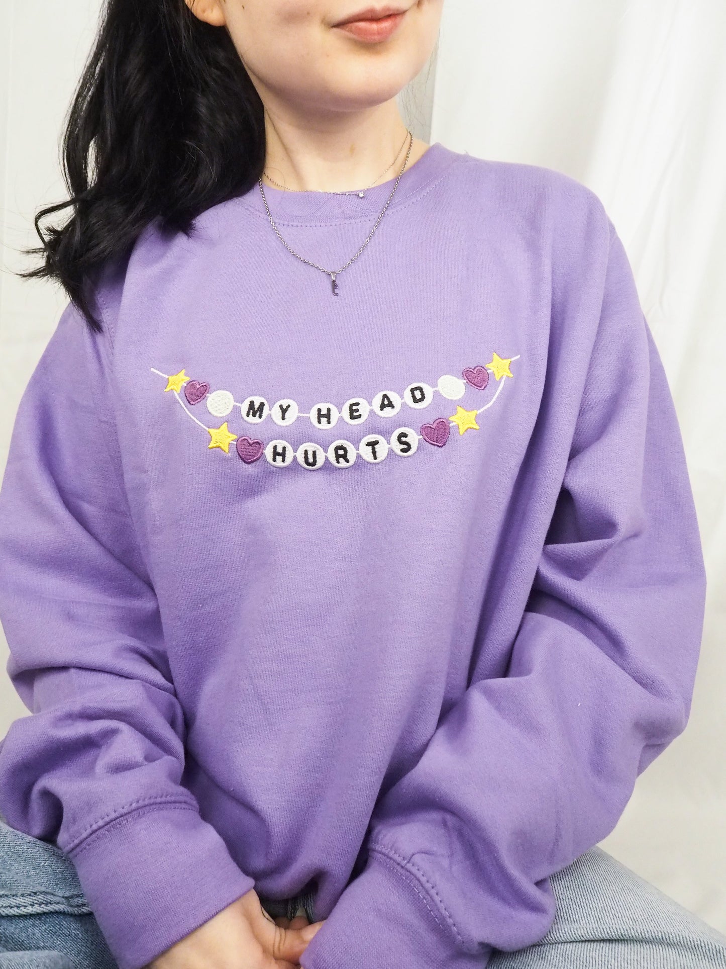 My Head Hurts Friendship Bracelet embroidered sweatshirt
