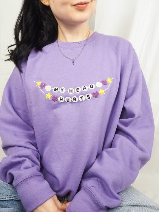 My Head Hurts Friendship Bracelet embroidered sweatshirt