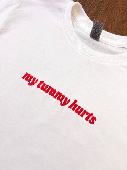 My Tummy Hurts embroidered baby tee