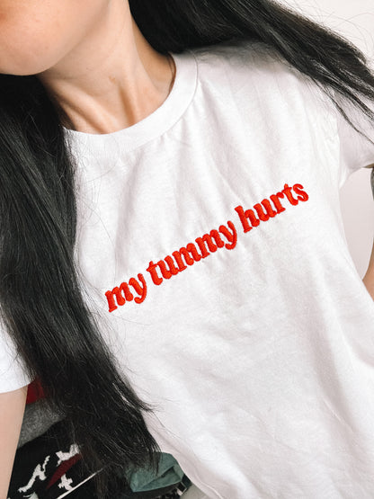 My Tummy Hurts embroidered baby tee