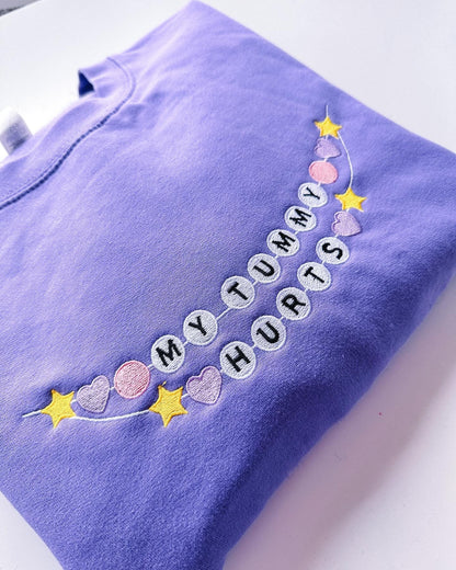 My Tummy Hurts Friendship Bracelet embroidered sweatshirt