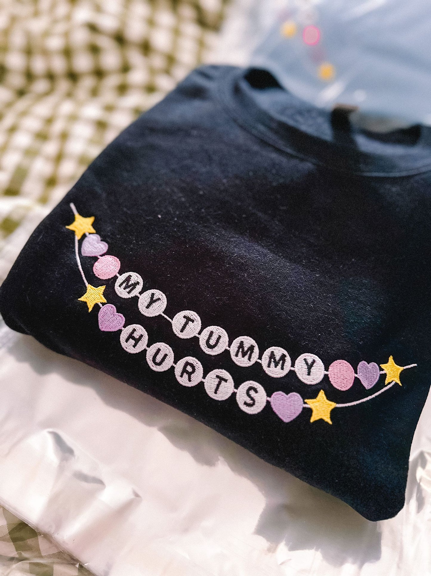 My Tummy Hurts Friendship Bracelet embroidered sweatshirt