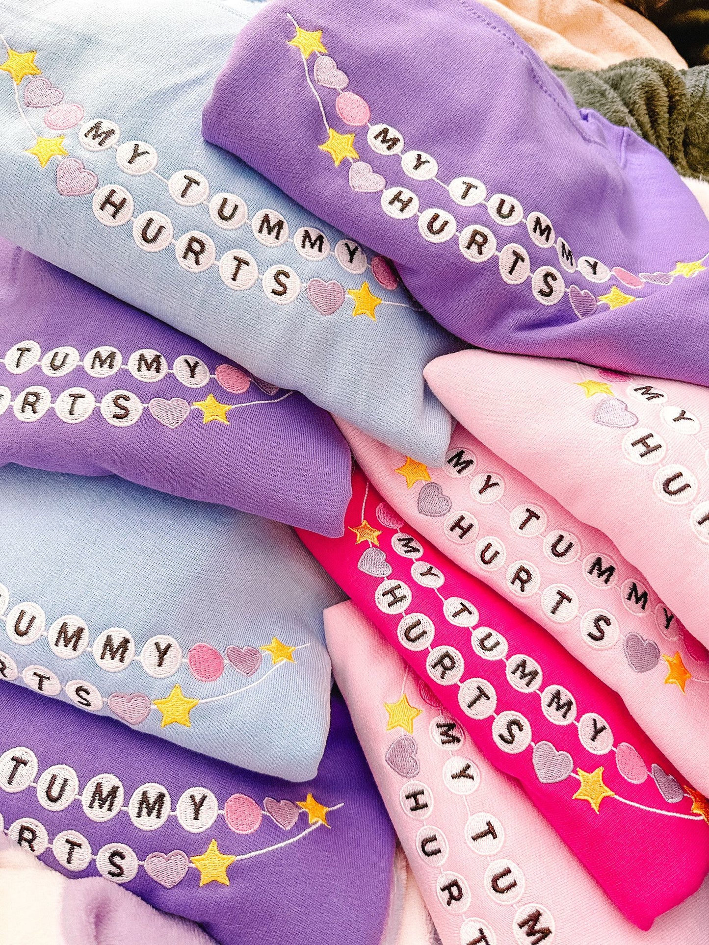 My Tummy Hurts Friendship Bracelet embroidered sweatshirt