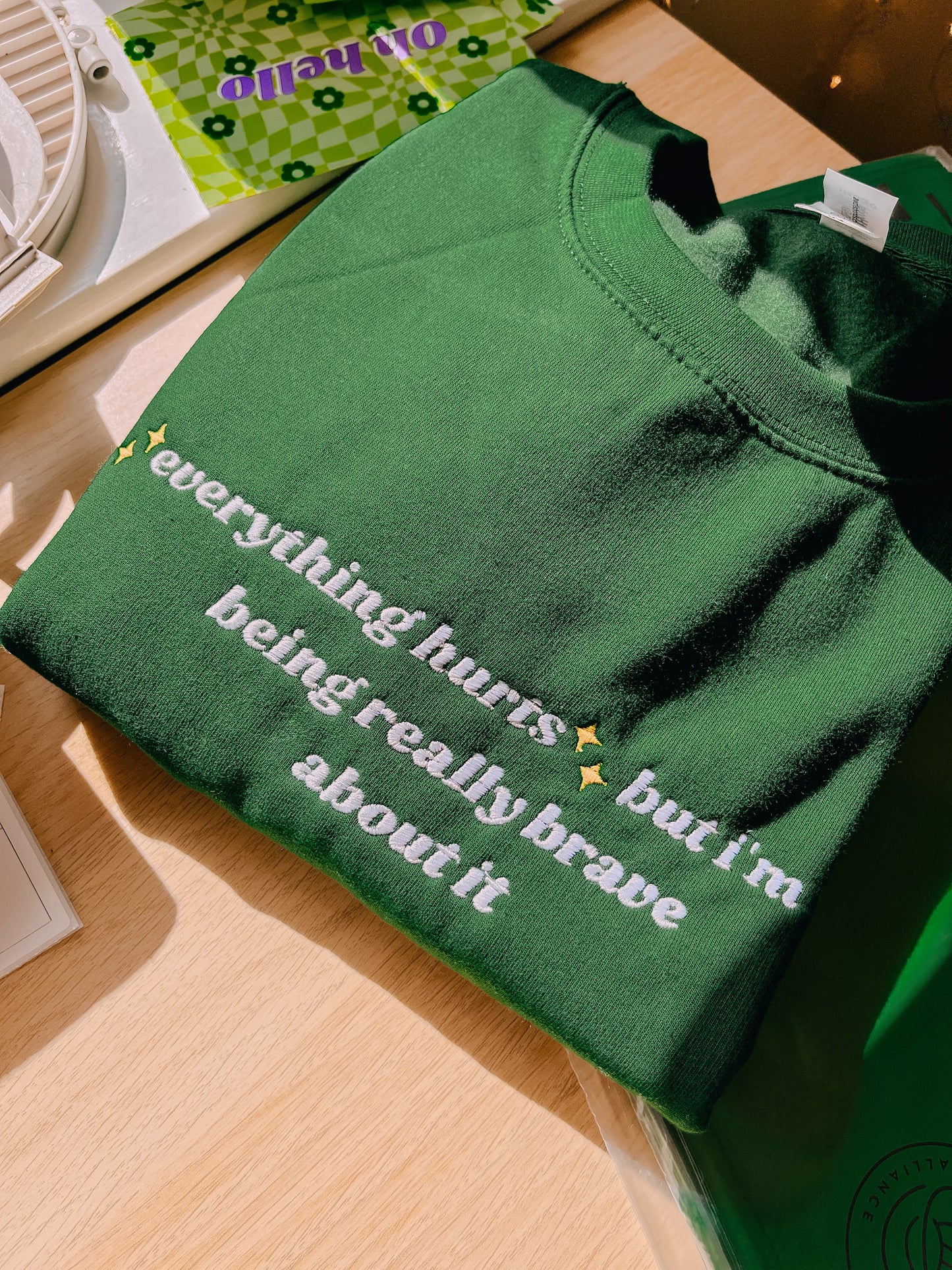 ✨Everything Hurts✨ but I'm being really brave about it embroidered sweatshirt