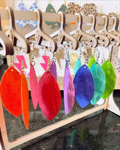 Turquoise plant paper leaf earrings