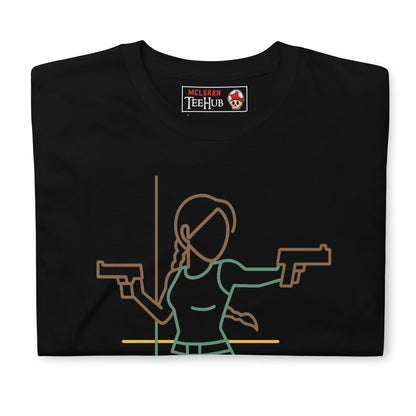 Lara Croft Minimalist T-Shirt – Tomb Raider Inspired Line Art Design