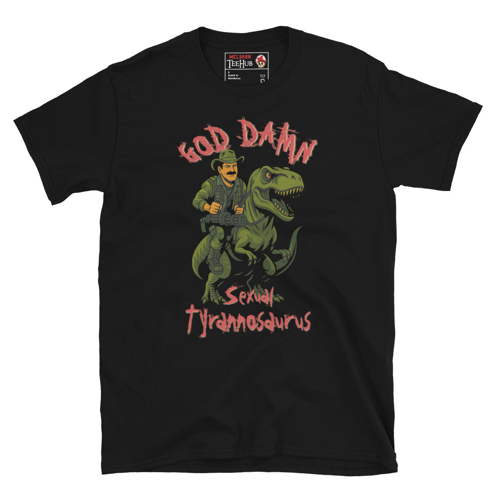 Blain “Sexual Tyrannosaurus” T-Shirt – Predator Movie Tribute Tee