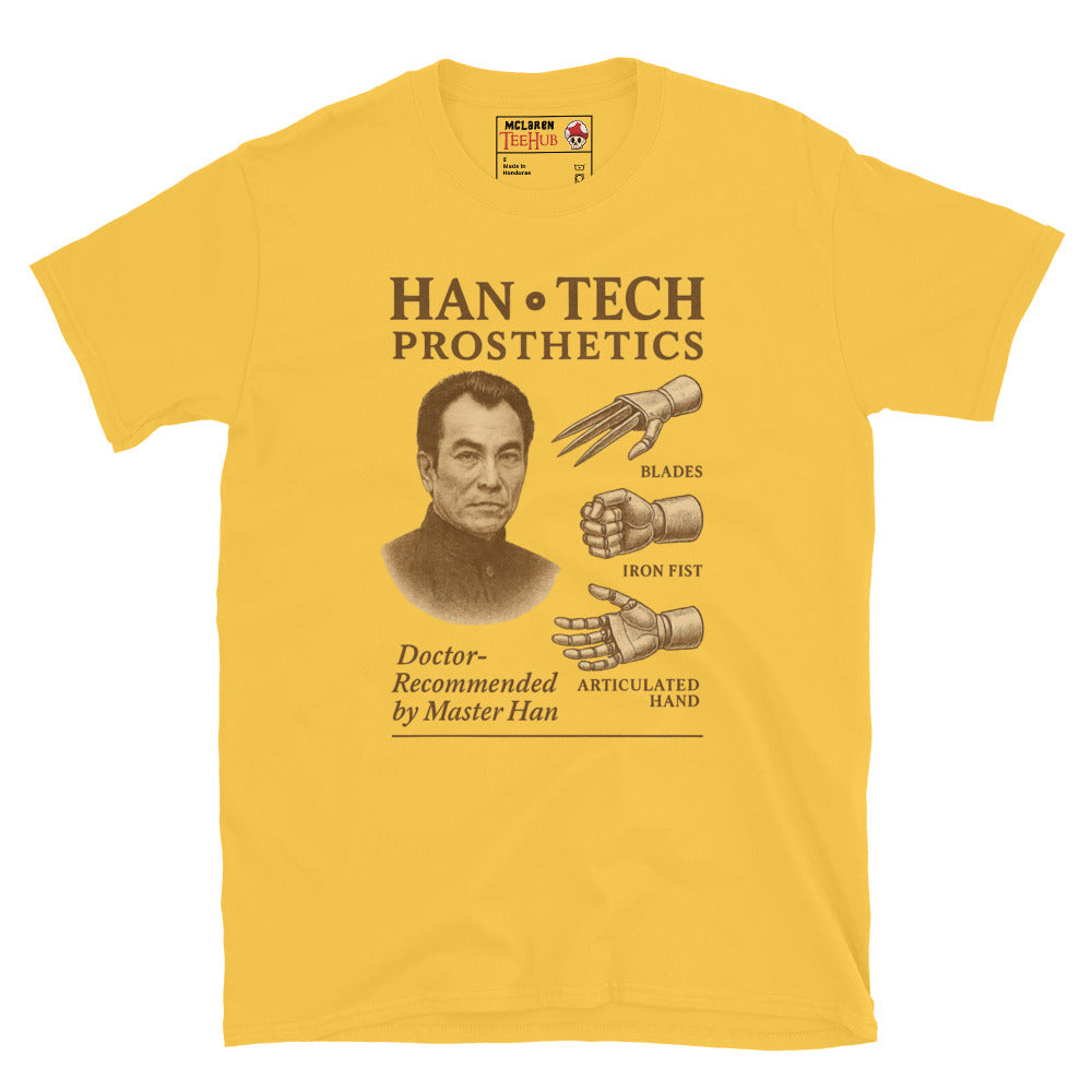 Han-Tech Prosthetics T-Shirt – Enter the Dragon Funny Martial Arts Parody Tee