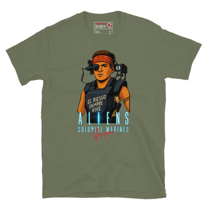 Aliens Colonial Marines Vasquez T-Shirt – El Riesgo Siempre Vive – Sci-Fi Movie Graphic Tee
