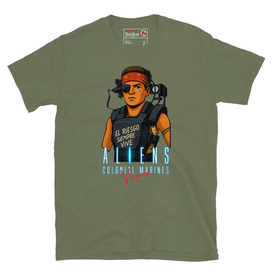 Aliens Colonial Marines Vasquez T-Shirt – El Riesgo Siempre Vive – Sci-Fi Movie Graphic Tee