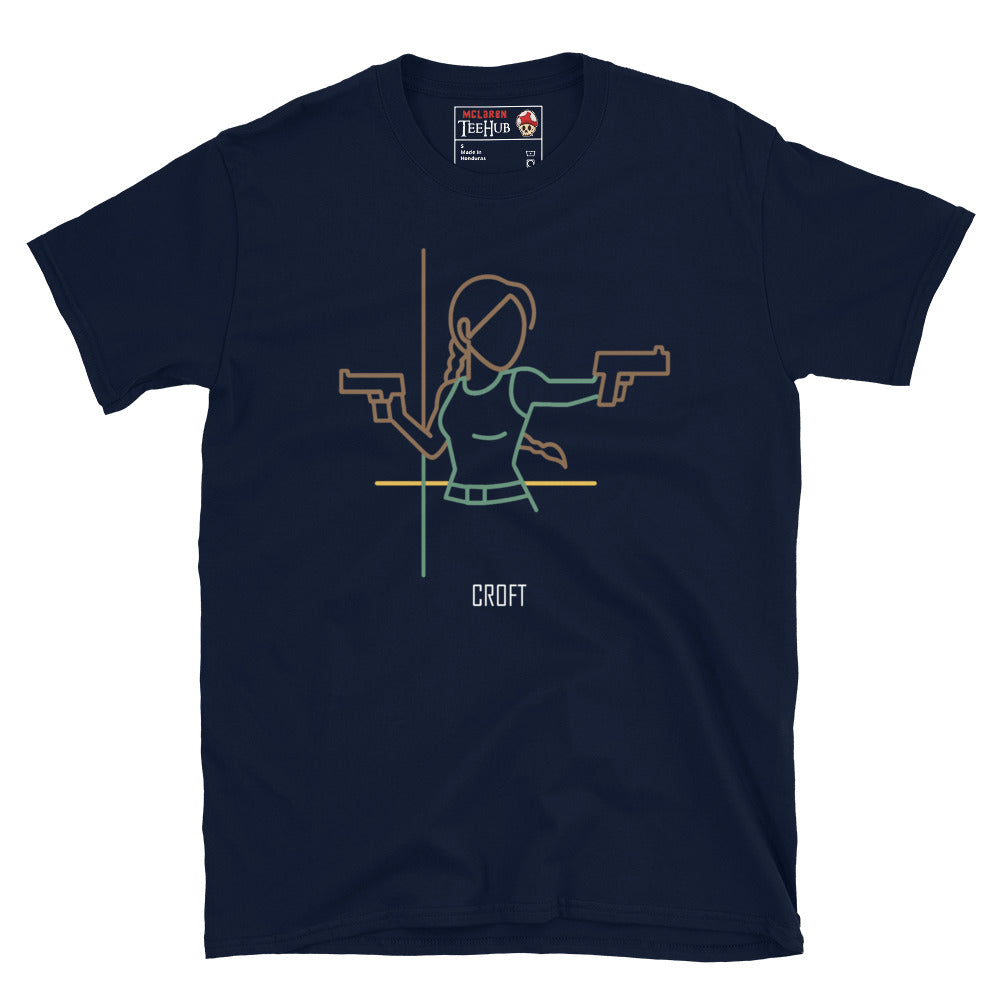 Lara Croft Minimalist T-Shirt – Tomb Raider Inspired Line Art Design