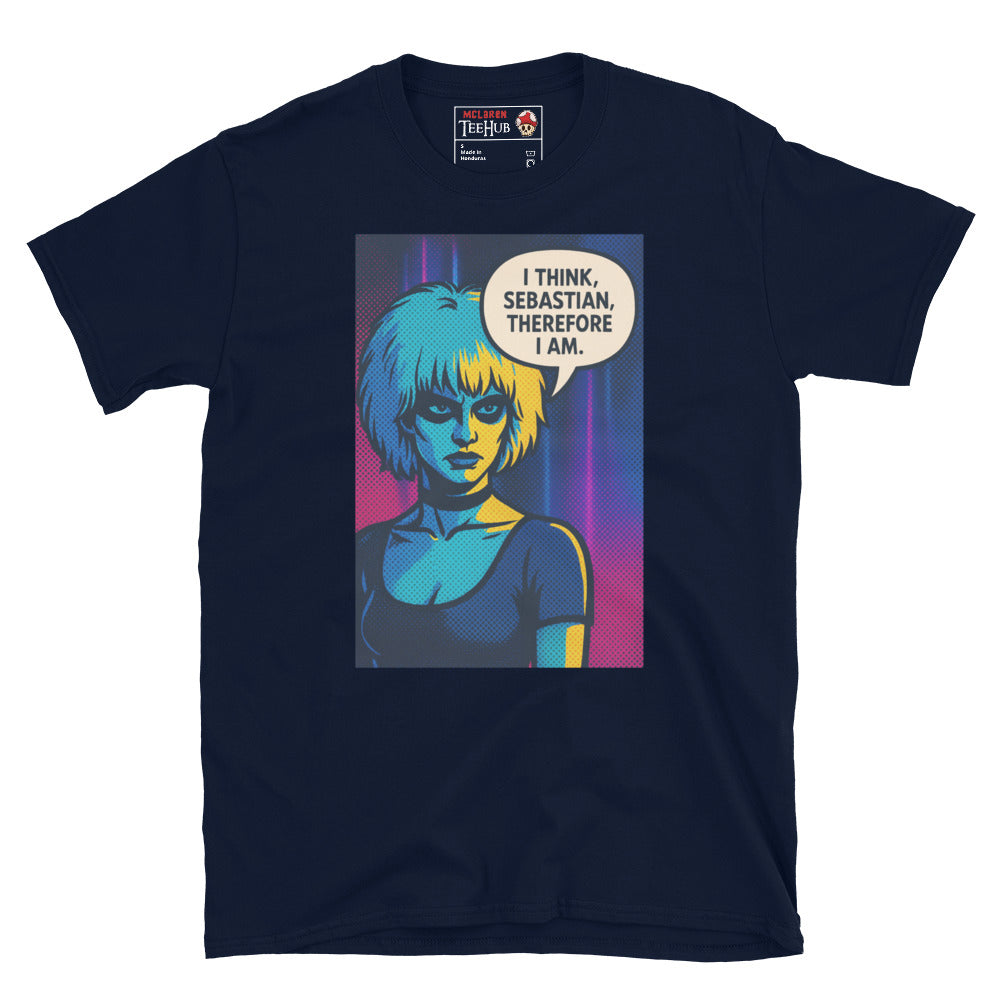 Pris T-Shirt – Blade Runner Inspired Pop Art Tee with “I Think, Sebastian” Quote