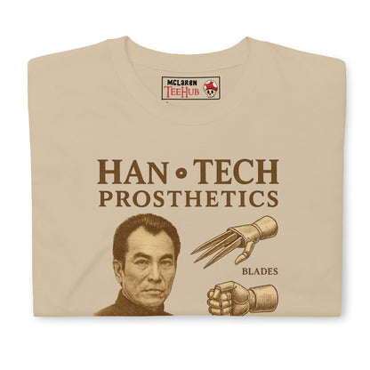 Han-Tech Prosthetics T-Shirt – Enter the Dragon Funny Martial Arts Parody Tee