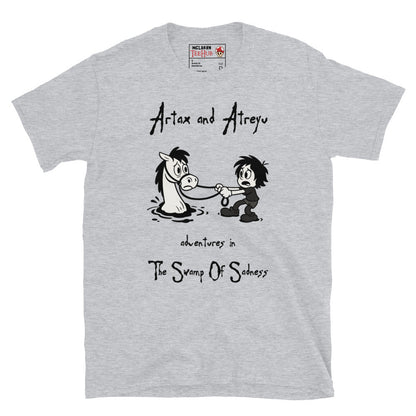 Artax & Atreyu – Swamp of Sadness Cartoon T-Shirt | NeverEnding Story Parody Tee