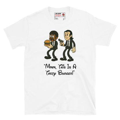 Mmm, This Is a Tasty Burger T-Shirt – Funny Pulp Fiction Cartoon Parody Tee