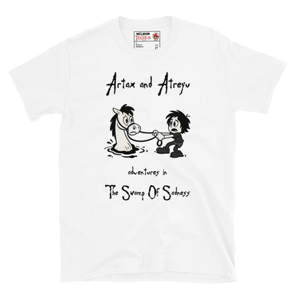 Artax & Atreyu – Swamp of Sadness Cartoon T-Shirt | NeverEnding Story Parody Tee