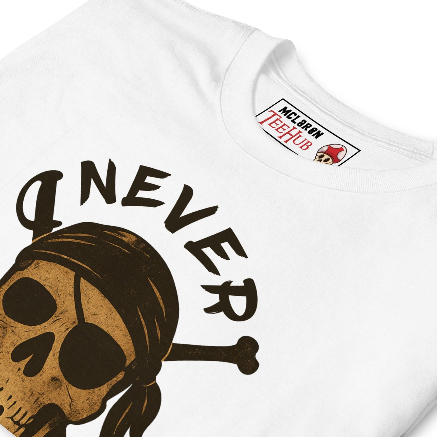 Never Say Die T-Shirt – Retro Goonies Pirate Skull Adventure Tee