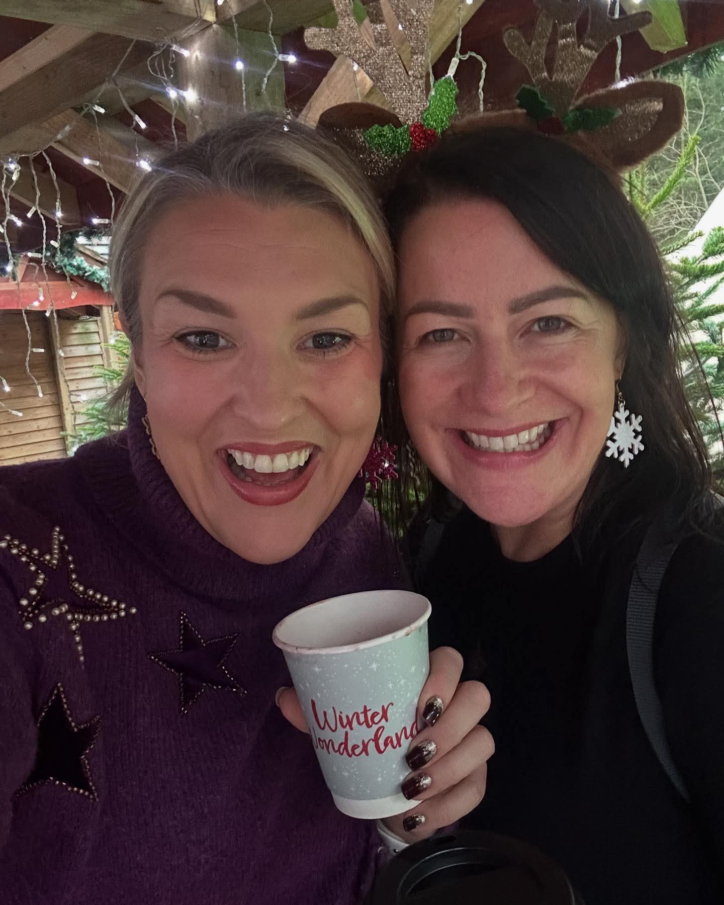 White and gold glitter snowflake earrings