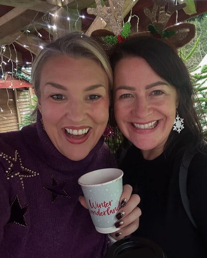 White and gold glitter snowflake earrings