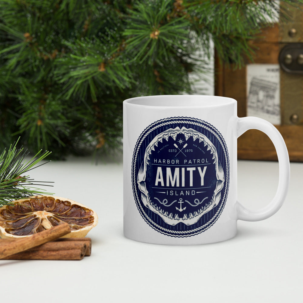 Jaws 1975 movie White glossy mug.
