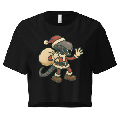 Santa Xenomorph – Funny Alien Christmas Crop Top