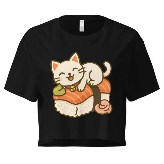 Cute Cat Sushi Crop Top – Kawaii Japanese Food Shirt