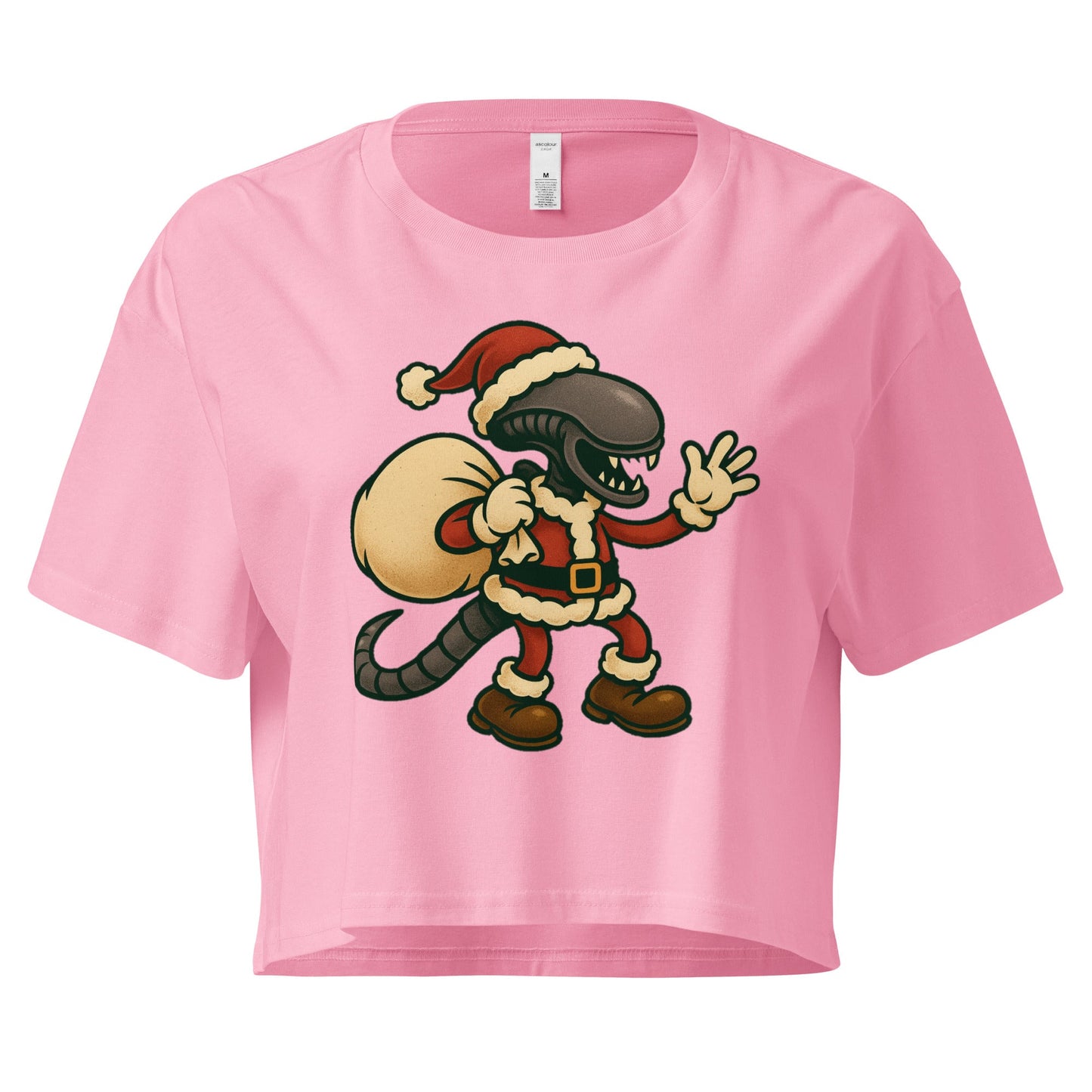 Santa Xenomorph – Funny Alien Christmas Crop Top