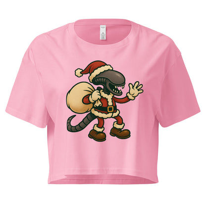 Santa Xenomorph – Funny Alien Christmas Crop Top