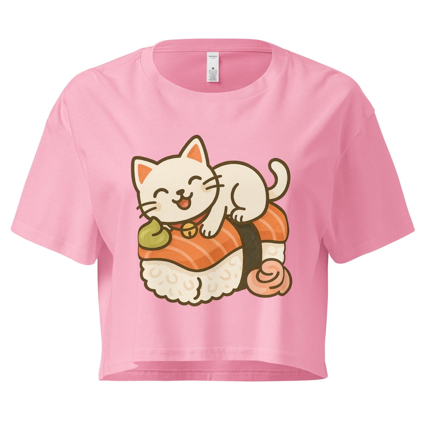 Cute Cat Sushi Crop Top – Kawaii Japanese Food Shirt