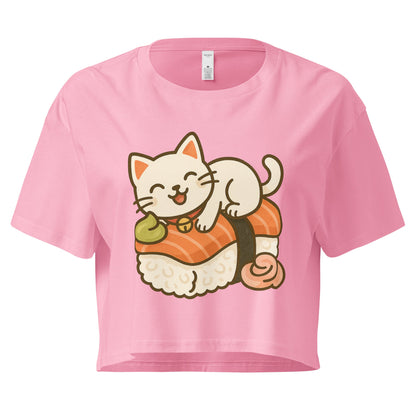 Cute Cat Sushi Crop Top – Kawaii Japanese Food Shirt