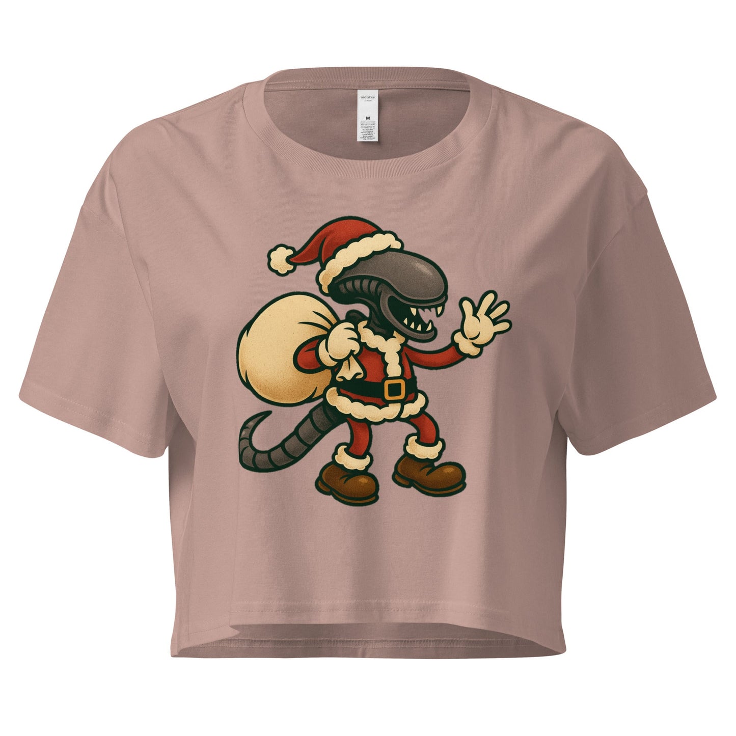 Santa Xenomorph – Funny Alien Christmas Crop Top