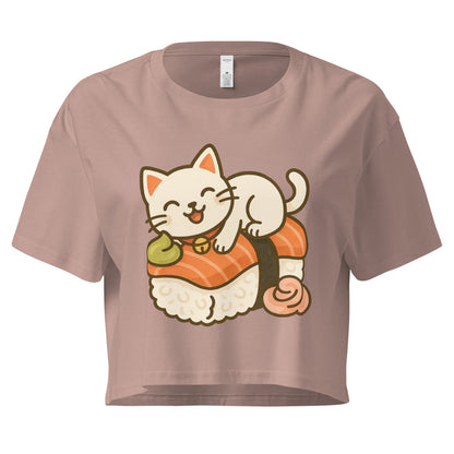 Cute Cat Sushi Crop Top – Kawaii Japanese Food Shirt