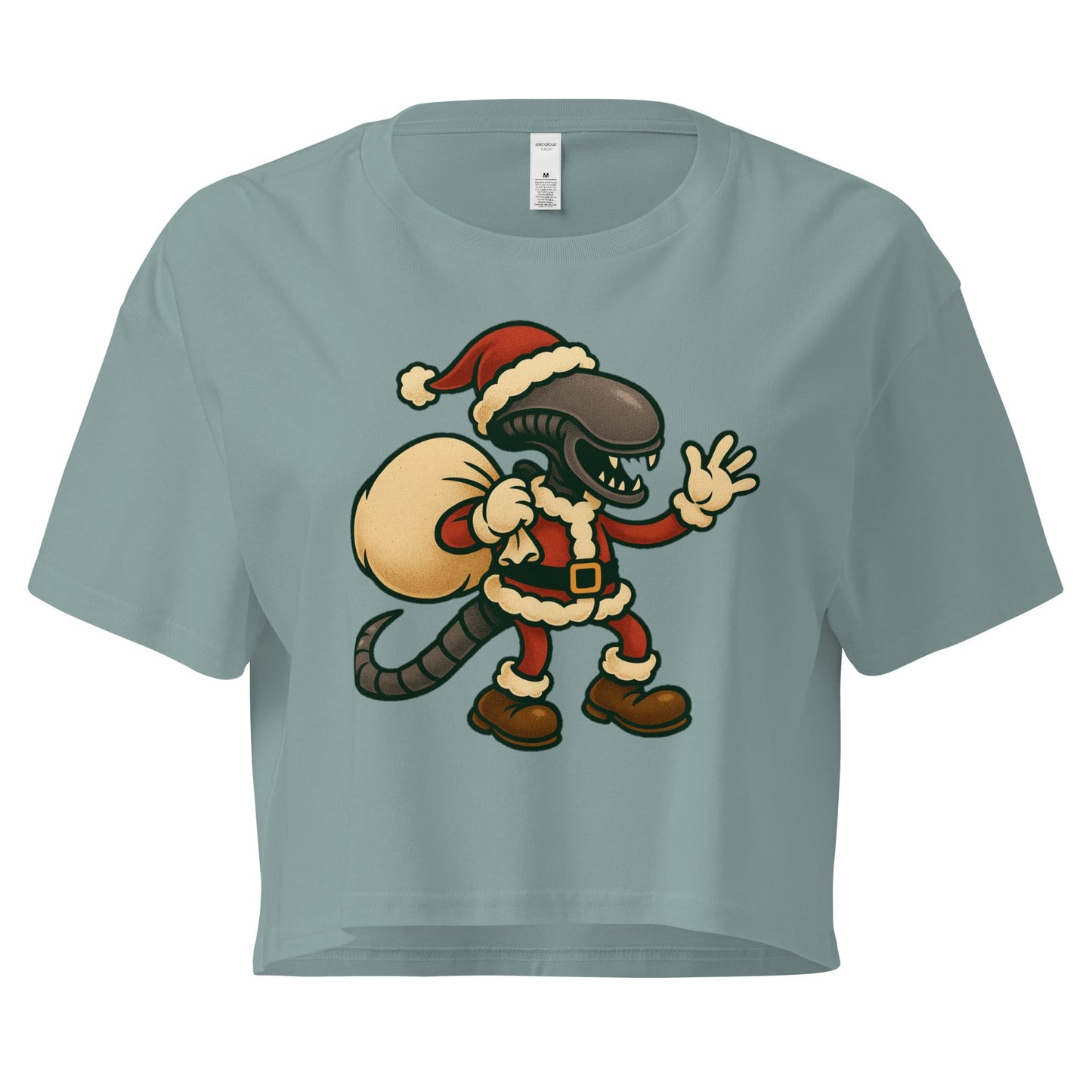 Santa Xenomorph – Funny Alien Christmas Crop Top