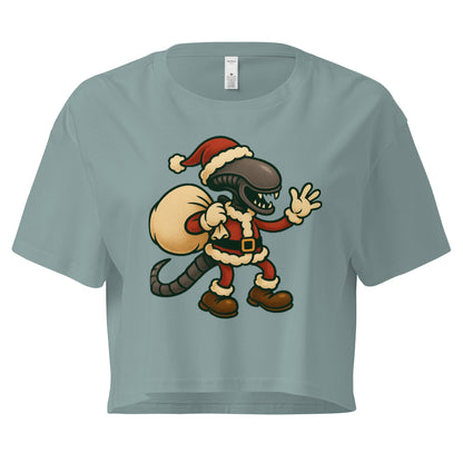 Santa Xenomorph – Funny Alien Christmas Crop Top