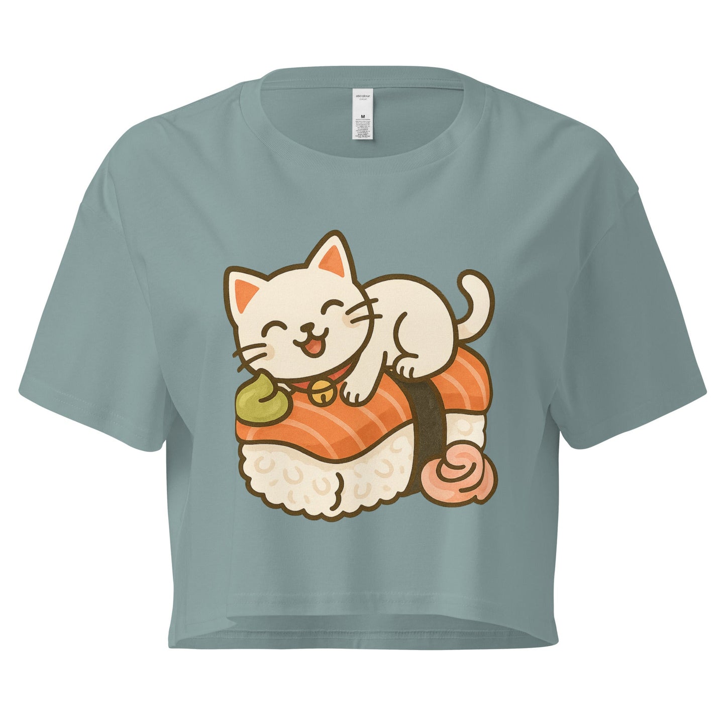 Cute Cat Sushi Crop Top – Kawaii Japanese Food Shirt