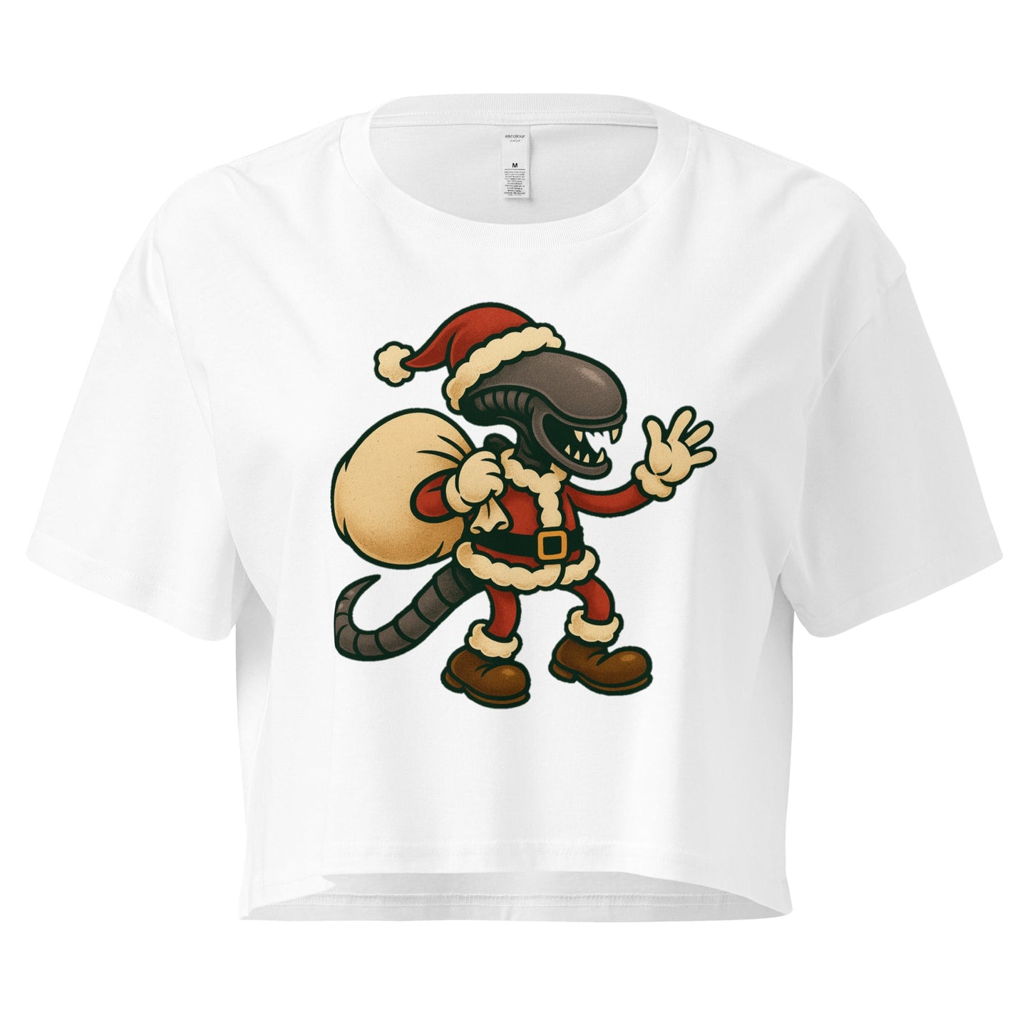 Santa Xenomorph – Funny Alien Christmas Crop Top