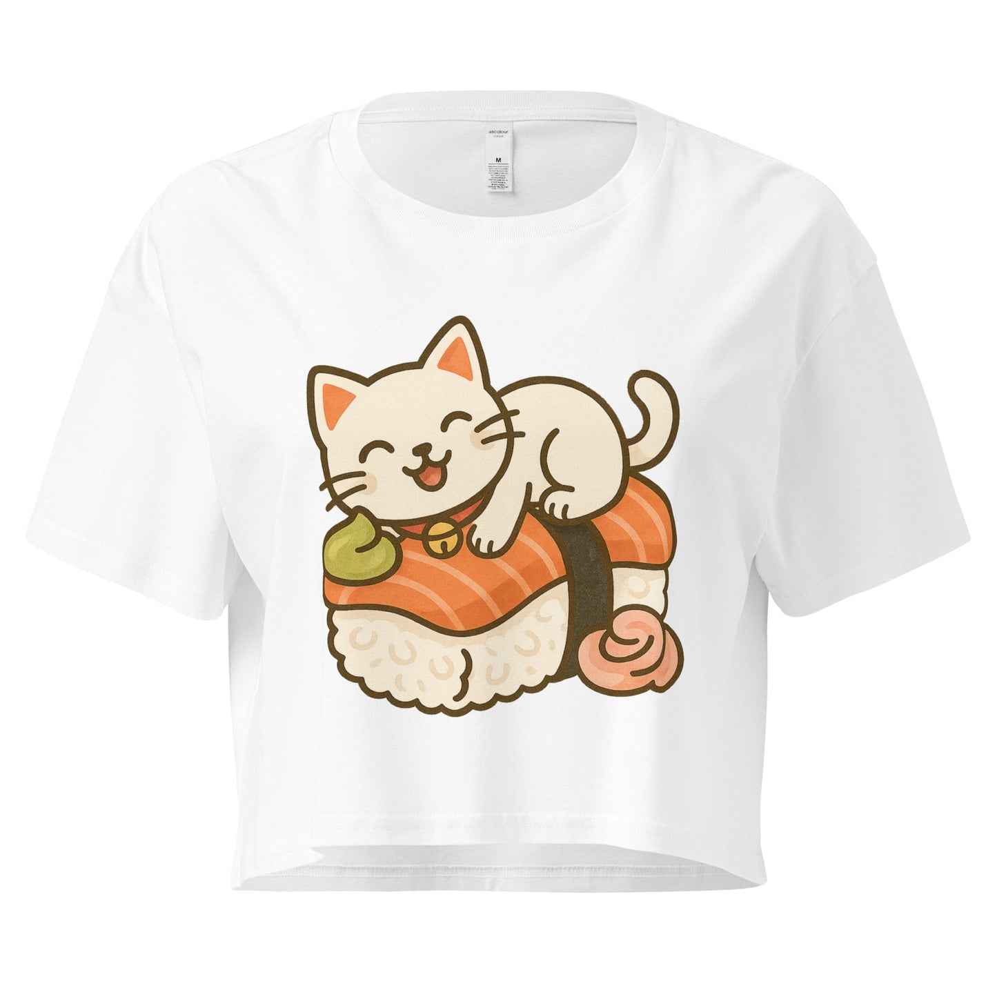 Cute Cat Sushi Crop Top – Kawaii Japanese Food Shirt