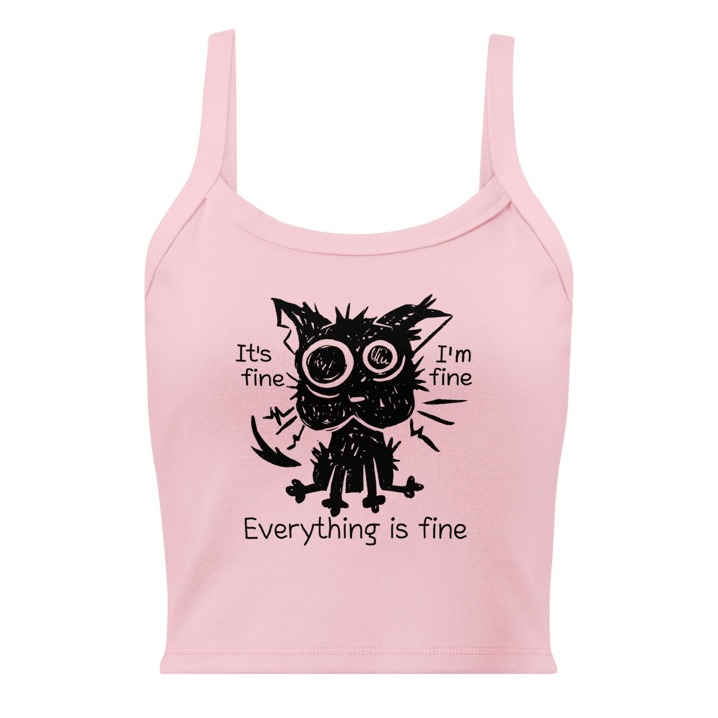 Everything Is Fine Cat micro-rib tank top Funny Anxiety Meme
