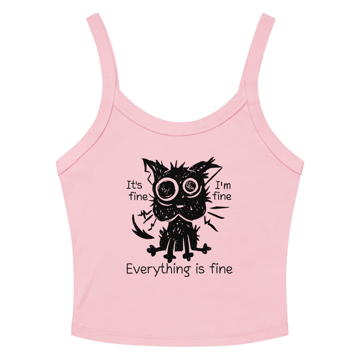 Everything Is Fine Cat micro-rib tank top Funny Anxiety Meme